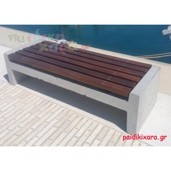 Τσιμεντένιο παγκάκι χωρίς πλάτη με ξύλο